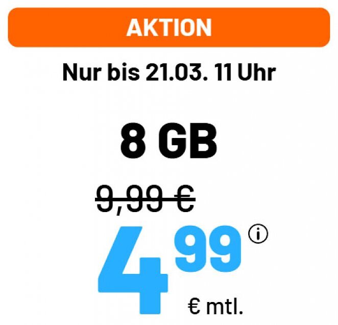 8 GB + Telefon-Flat inkl. 2. SIM-Karte für Apple Watch 7,94 €