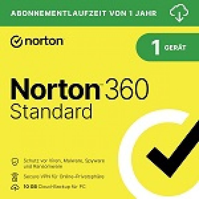 Norton 360 Standard 2025 | 1 Gerät | 1 Jahr | Aktivierungscode per Email