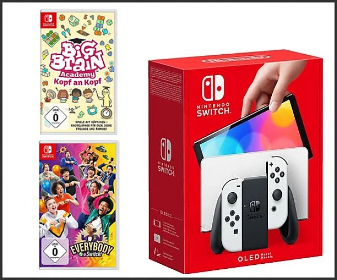 NINTENDO Switch (OLED-Modell) Weiß mit 2 Gratis-Spielen