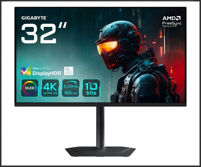 GIGABYTE MO32U OLED 32 Zoll UHD 4K Gaming Monitor (0,03 ms Reaktionszeit, 165 Hz