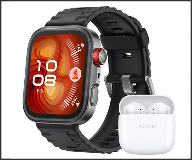 HUAWEI Fit 4 Pro + Freebuds SE 2 Smartwatch Fluorelastomer, 130-210 mm, Black