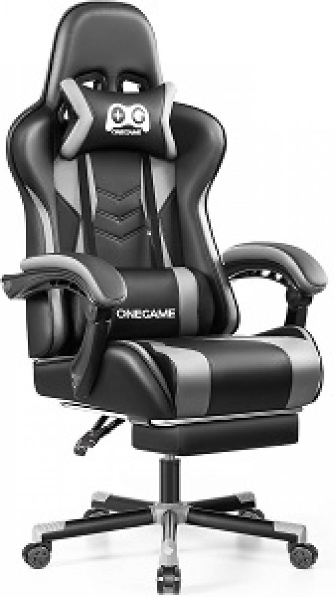 OneGame Gaming Stuhl mit Fußstütze, höhenverstellbar Computer Video Game Stuhl hohe Rückenlehne, ergonomische Home Office Stuhl 150KG-200KG