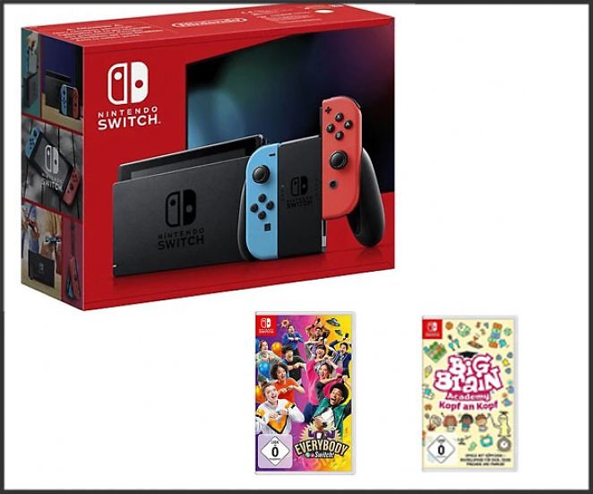 Nintendo Switch - gratis dazu gibt's das Spiel Everybody 1-2-Switch! oder Big Brain Academy - Kopf an Kopf