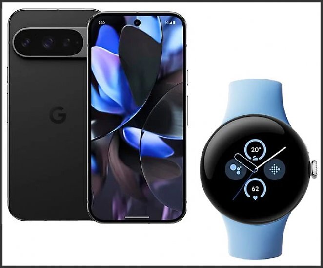 GOOGLE Pixel 9 Pro 128 GB Obsidian Dual SIM + GOOGLE Pixel Watch 2 LTE