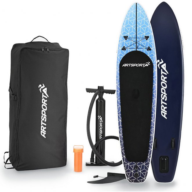 ArtSport Stand Up Paddle Board Deep Ocean - Aufblasbares SUP Board Set bis 150 kg - Blau-Weiß
