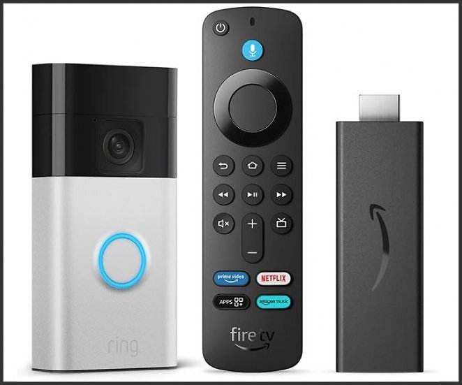 Amazon Fire TV Stick HD (Neueste Generation) + Ring Akku-Videotürklingel (Battery Video Doorbell) (2024)
