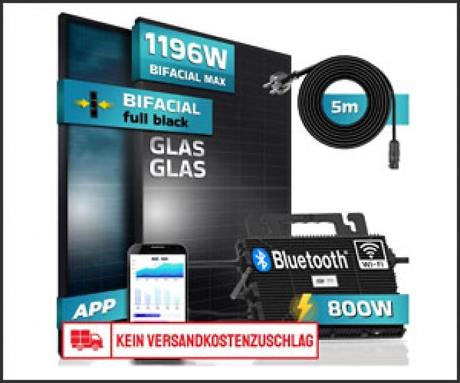 SUNNIVA® 1196W Balkonkraftwerk 800W komplett Steckdose, ASTRO-ENERGY 800W Wechselrichter, PV Solaranlage Komplettset