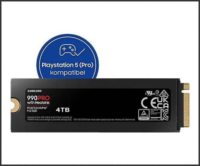 SAMSUNG 990 PRO Heatsink PS5 4TB, Gaming Festplatte, Schwarz