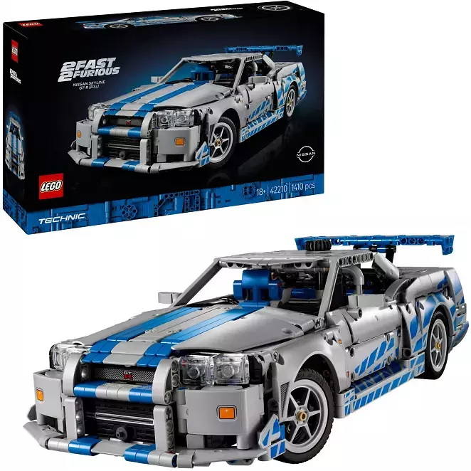 LEGO 42210 Technic 2 Fast 2 Furious Nissan Skyline GT-R(R34) Flitzer, Konstruktionsspielzeug