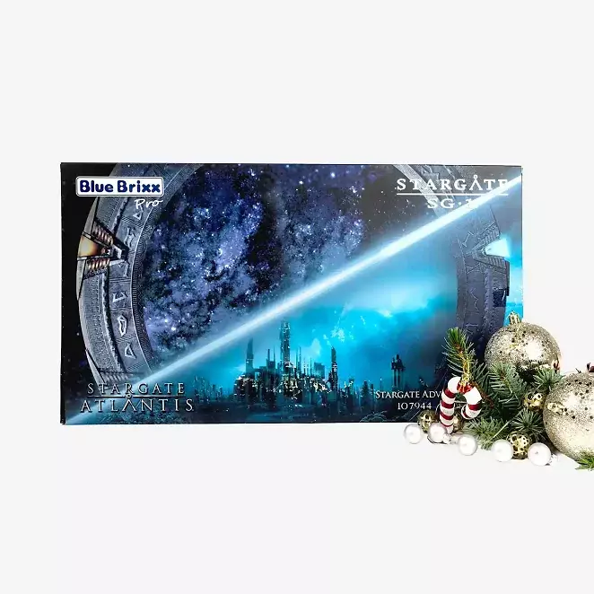 BlueBrixx Pro Stargate Adventskalender, Sci-Fi Bauset für Erwachsene und Kinder, Klemmbausteine-Set aus 844 Teilen, Baue ikonische Szenen aus SG-1 und Atlantis, 107944