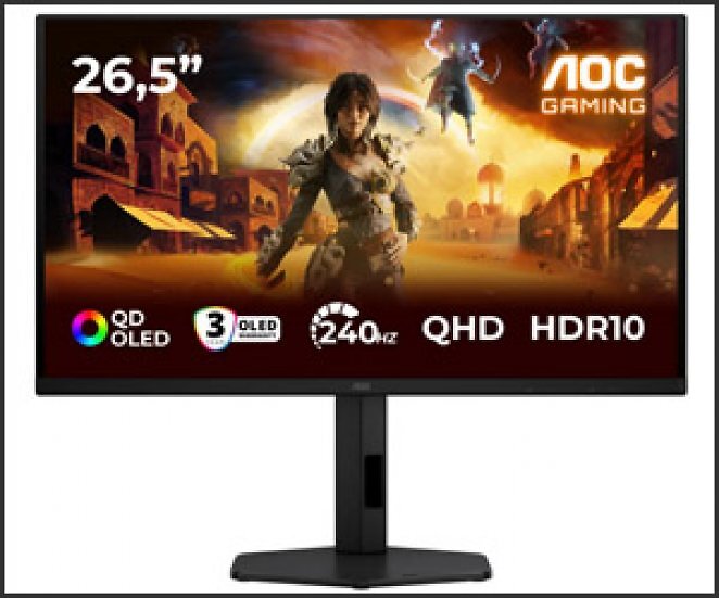 AOC Q27G41ZDF, 27 Zoll, 2.560 × 1.440, OLED, 240 Hz, Nvidia G-Sync Compatible