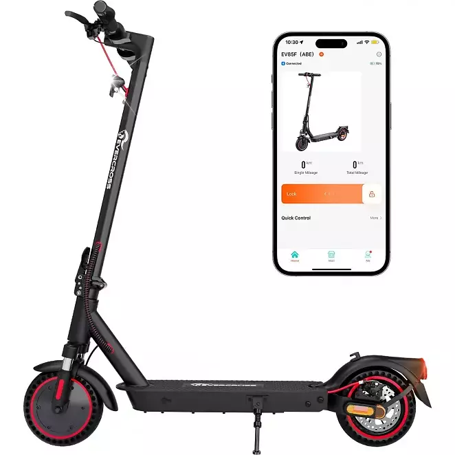 EVERCROSS TECH EV85F ABE Elektroroller mit Straßenzulassung E-Scooter E-Roller (8,5 Zoll, Schwarz-Rot)
