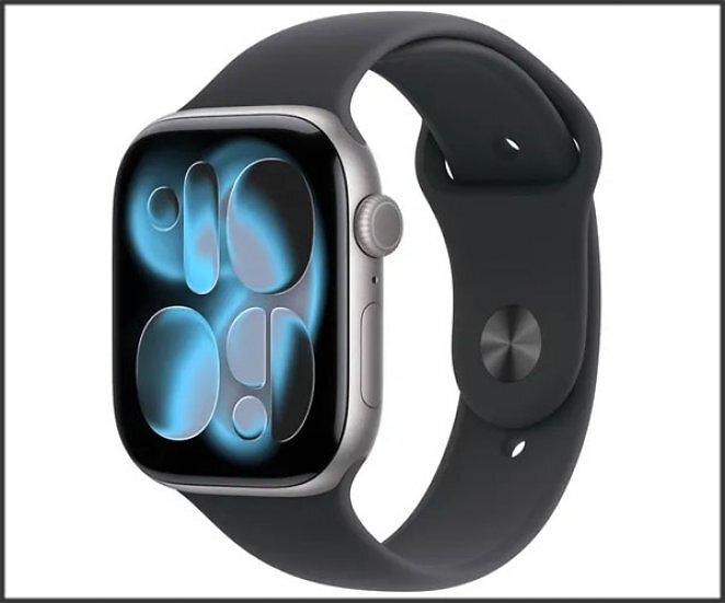 Apple Watch Series 11 GPS 46mm Space Grey Aluminium Gehäuse mit Sport Band (black) - M/L
