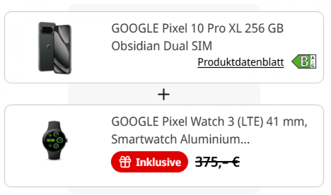 Google Pixel 10 Pro XL 256 GB + Google Pixel Watch 3 (LTE) 41 mm