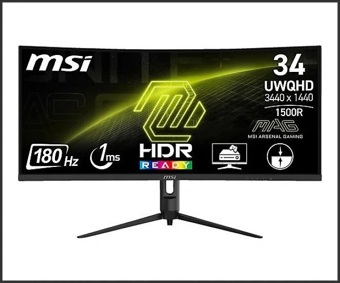 MSI MAG 342CQRDE E2 34 Zoll UWQHD Curved Gaming Monitor 1 ms Reaktionszeit 180 Hz
