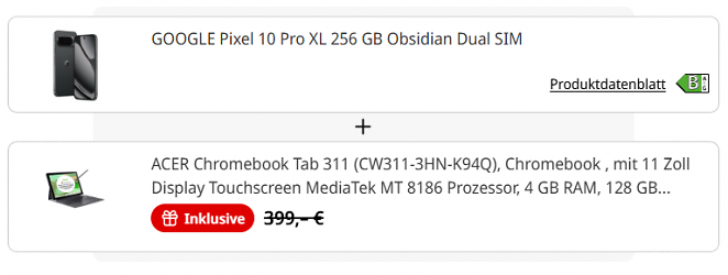 Google Pixel 10 Pro XL + Acer Tablet Chromebook Tab 311