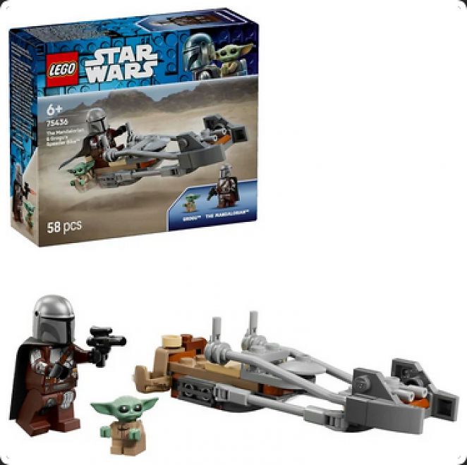 Lego 75436 Star Wars Der Mandalorianer und Grogu auf ihrem Speeder Bike (58 Teile)