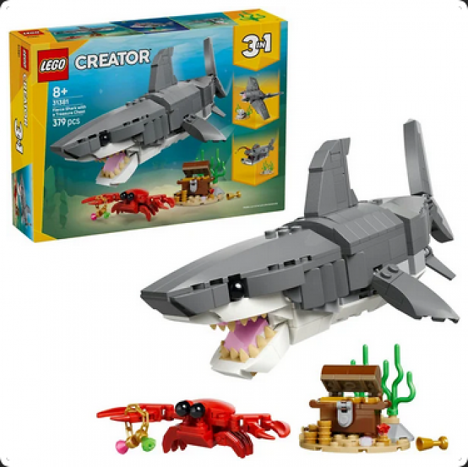 Lego 31381 Creator 3-in-1 Wilder Hai mit Schatztruhe (379 Teile)