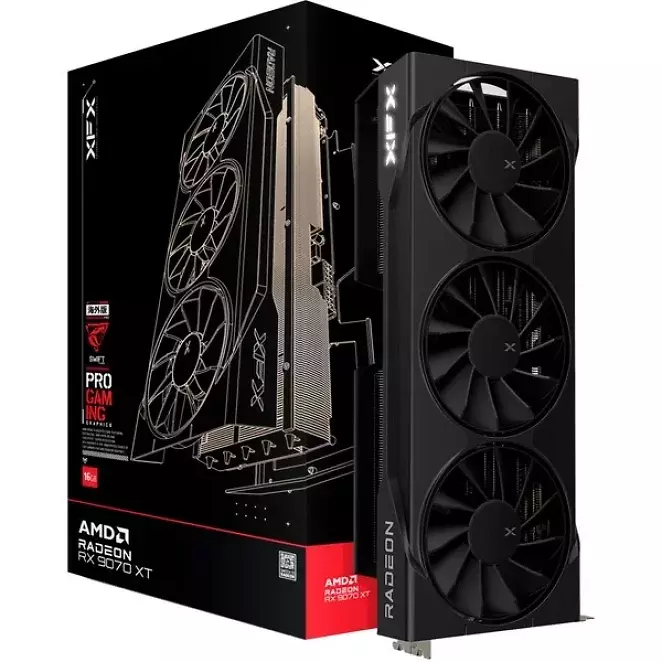 XFX Swift Radeon RX 9070 XT Triple Fan Gaming Edition, 16GB GDDR6, HDMI, 3x DP