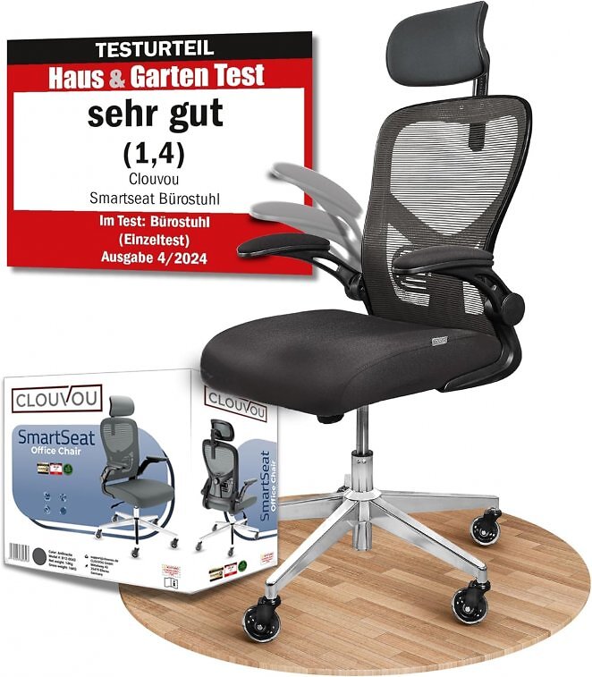 CLOUVOU SmartSeat Bürostuhl Ergonomisch [TESTSIEGER] Schreibtischstuhl 100% individuell einstellbar | Büro Stuhl & Gaming Stuhl | Computerstuhl Home Office Chair Ergonomic | Drehstuhl 150 kg