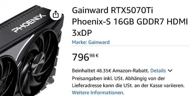 Der Amazon-Rabatt in Höhe von 48,35 Euro wird im Preisvergleich nicht angezeigt.