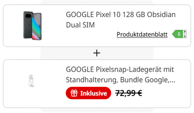 Google Pixel 10, 128 GB + Gratis Qi-Ladestation Pixelsnap