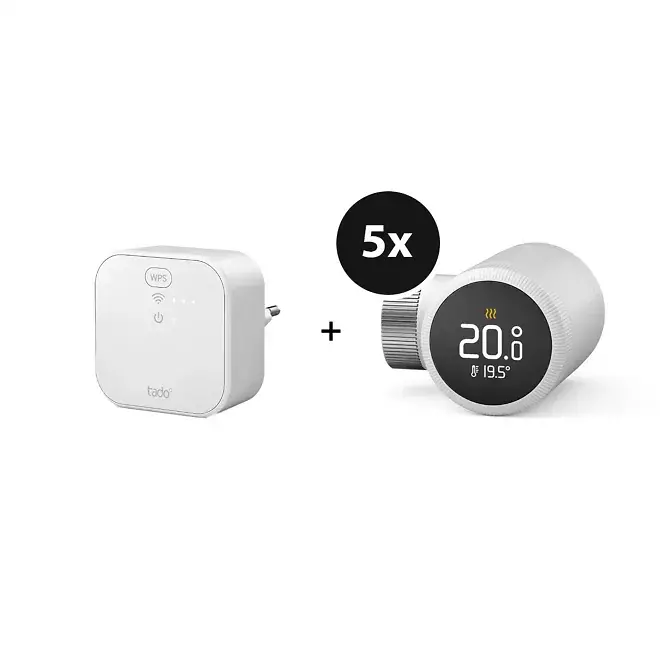 tado° X Starter Kit Smartes Heizkörper-Thermostat - 5er-Set & Bridge