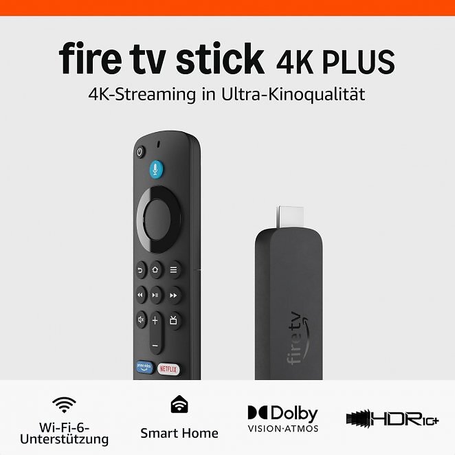 Amazon Fire TV Stick 4K Plus, mit Unterstützung für Wi-Fi 6 sowie Streaming in Dolby Vision/Atmos und HDR10+