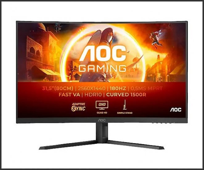 AOC CQ32G4VE 31,5 Zoll QHD Gaming Monitor 0,5 ms Reaktionszeit 180 Hz