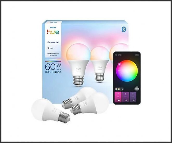 PHILIPS Hue Essential smarte E27 LED Lampe Lichtquelle RGB 3er-Pack