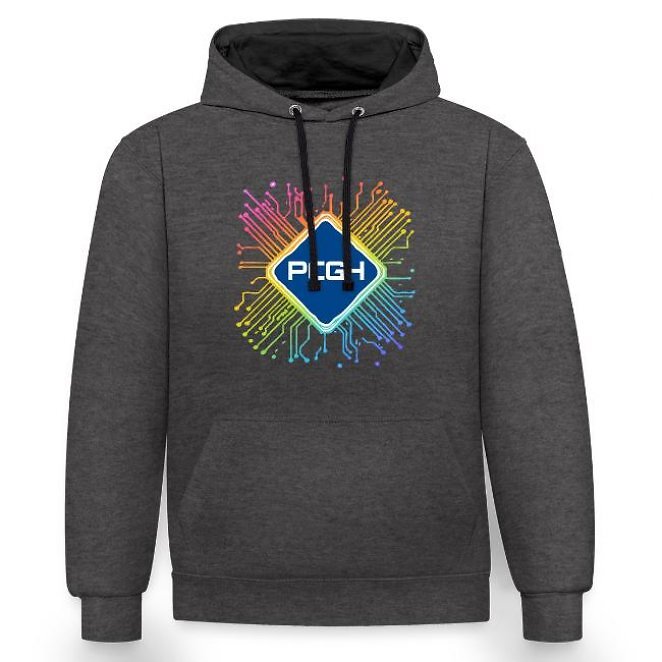 Kontrast-Hoodie PCGH-Rainbow-Core