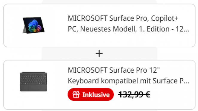 Microsoft Surface Pro 12 Zoll + Gratis-Tastatur-Cover