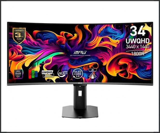MSI MPG 341CQRDE QD-OLED X36, Gaming-Monitor (86.4 cm (34 Zoll), schwarz, UWQHD, Curved, HDMI, DP, USB-C, USB-Hub, 360Hz Panel)
