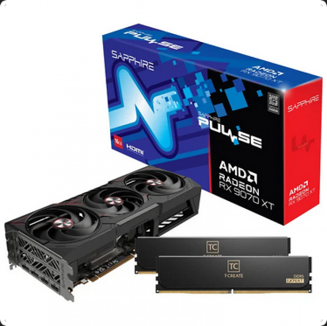 Bundle: Sapphire Pulse Radeon RX 9070 XT + Teamgroup 32 GiByte DDR5-6000 (30-36-36-76)