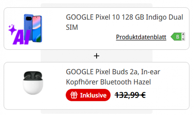Google Pixel 10 + Gratis Google Pixel Buds 2a