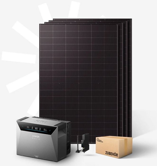 Quattro XL - 2000Wp Balkonkraftwerk mit Speicher Anker SOLIX Solarbank 4 Pro