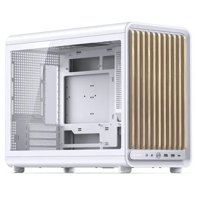 Jonsbo D33 Wood PC-Gehäuse, Micro-ATX Gehäuse, mATX, Tempered Glass - weiß, Holz
