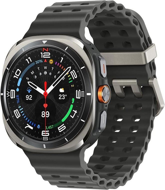 Samsung Galaxy Watch Ultra (2025) Smartwatch mit Galaxy AI, Fitness-Uhr, Marine Band, Titan-Gehäuse, Schnellbutton, Dual-GPS, 64 GB Speicher