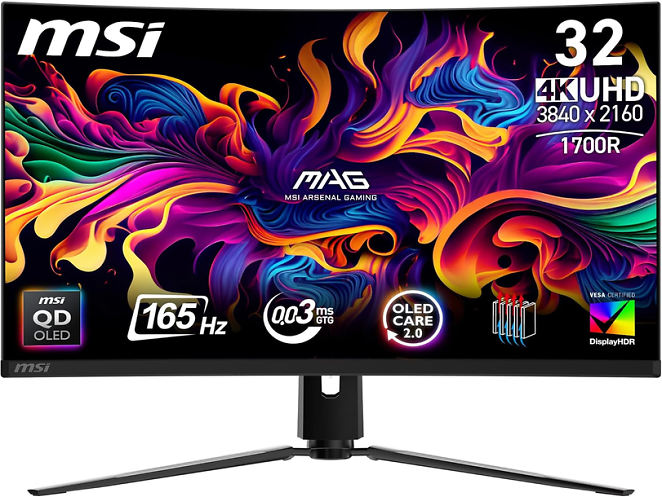 MSI MAG 321CUPDE QD-OLED, 32 Zoll, 3.840 × 2.160, 165 Hz, Curved