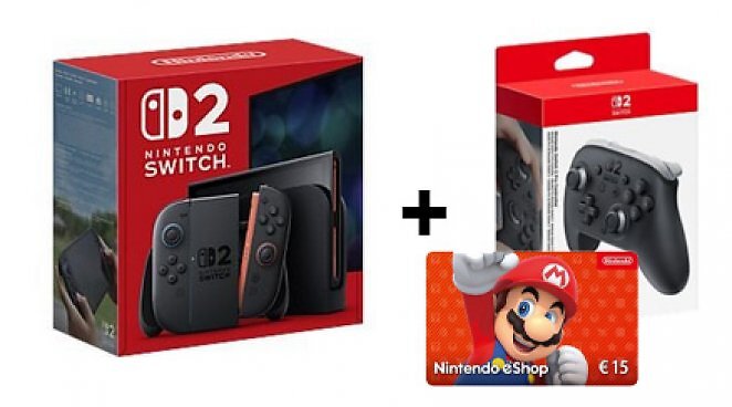 NINTENDO Switch 2 Spielekonsole Schwarz inklusive Switch 2 Pro Controller + 15 Euro eShop Guthaben