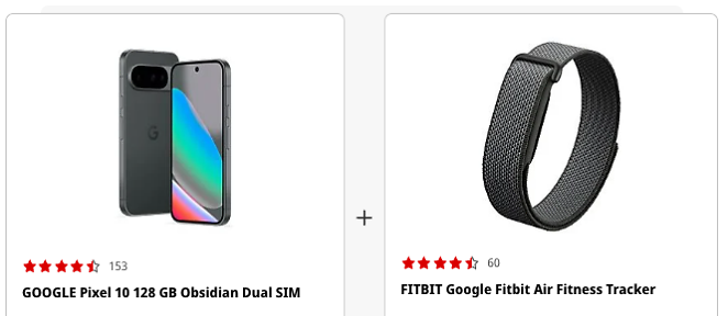 GOOGLE Pixel 10 128 GB Obsidian Dual SIM - gratis dazu: Fitbit Air Fitness-Tracker