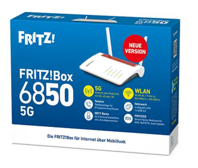 AVM FRITZ!Box 6850 5G v2, WLAN Mesh Router 1266 Mbit/s