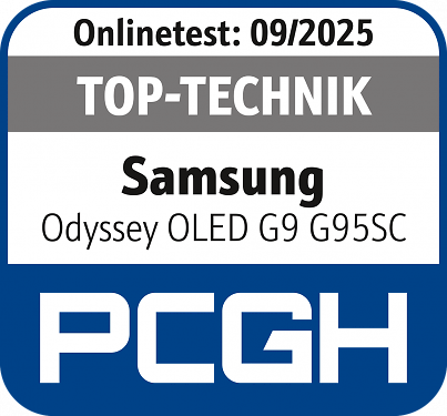 Endnote des Samsung Odyssey OLED G9 G95SC: 1,56 - 2025/09/PCGH_Onlineaward_Samsung_2509-pcgh.png