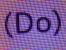 Detailaufnahme des Displays im 2D-Modus. Klar zu erkennen: Je zwei Pixelspalten werden gleich angesteuert und so die Form der Schrift verpixelt, obwohl das Display eigentlich die doppelte horizontale Auflösung bietet. Dank für das Bild geht an PCGH-Extreme-Mitglied Vladez.