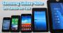 Das Galaxy Note im Formatvergleich: Von links nach rechts: Apple iPhone 4S (3,5 Zoll), HTC Titan (4,8 Zoll), Samsung Galaxy Note (5,3 Zoll), Pearl Touchlet X4 (7 Zoll), Toshiba AT100 (10,1 Zoll)
