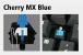 Cherry MX BLUE: Typ: Taktil / Akustisches Feedback: Ja (Klick) / Auslöseweg: 2 mm / Anschlagsweg: 4 mm / Aktivierungsdruck: 50 g / Eigenschaften: Die Schalter mit haptischem/akustischem Feedback eignen sich ideal zum Schreiben. Spieler könnte stören, dass der Freigabe- oberhalb des Aktivierungspunkts liegt.