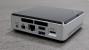 Intel NUC5 Core i3-5010U und i5-5250U: Rückseitige Anschlüsse. Strom, Mini-Displayport, Ethernet, 2× USB 3.0 und Mini-HDMI (v.l.n.r.)