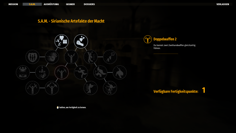 Das Skill-Menü: Hier lassen sich nach und nach neue Fertigkeiten freischalten, die allesamt mehr Spaß am Spiel bedeuten.