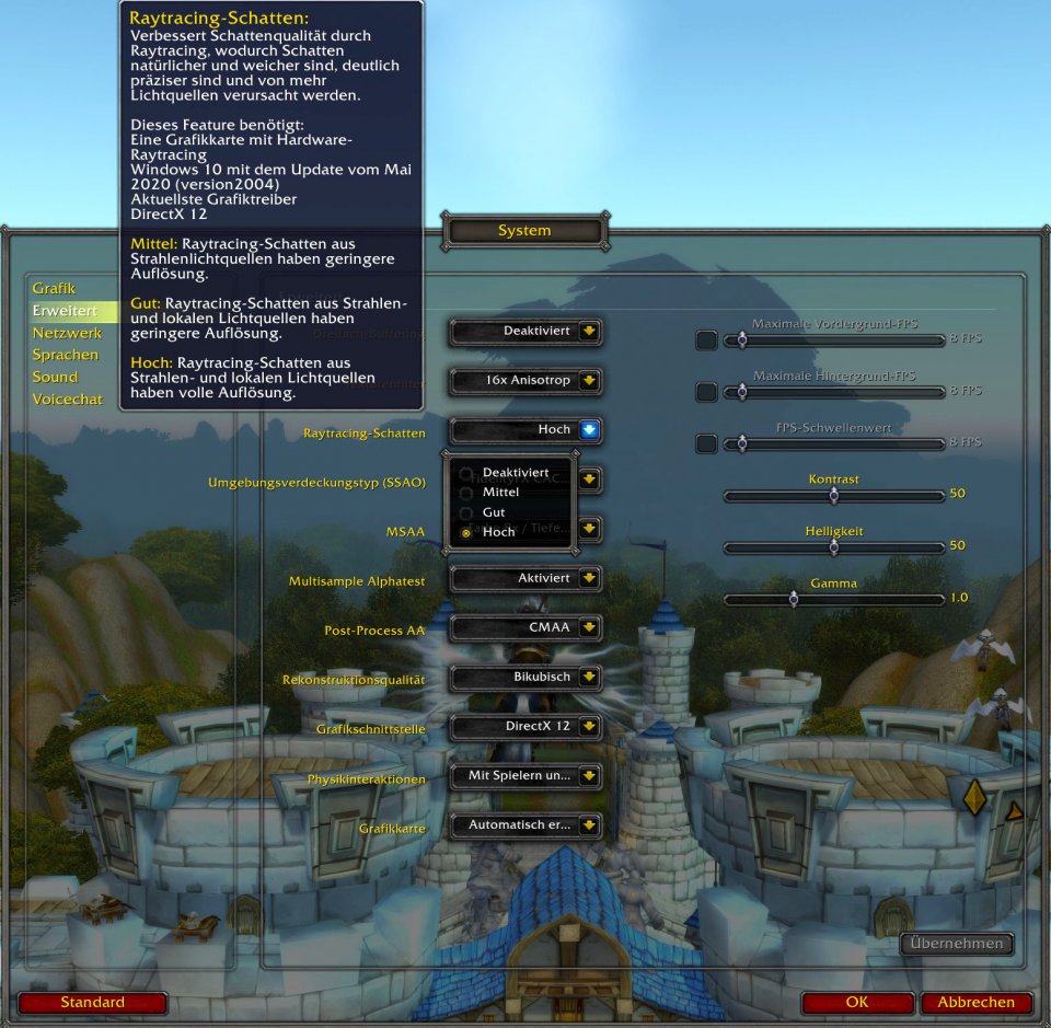 WoW Shadowlands: Die Raytracing-Optionen im Detail