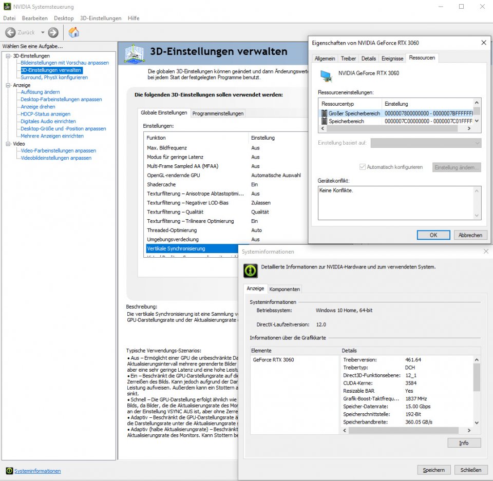 Geforce RTX 3060 mit GRD 461.64: Resizable BAR Support